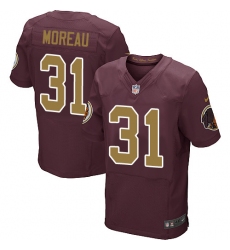 Men's Nike Washington Redskins #31 Fabian Moreau Elite Burgundy Red/Gold Number Alternate 80TH Anniversary NFL Jersey