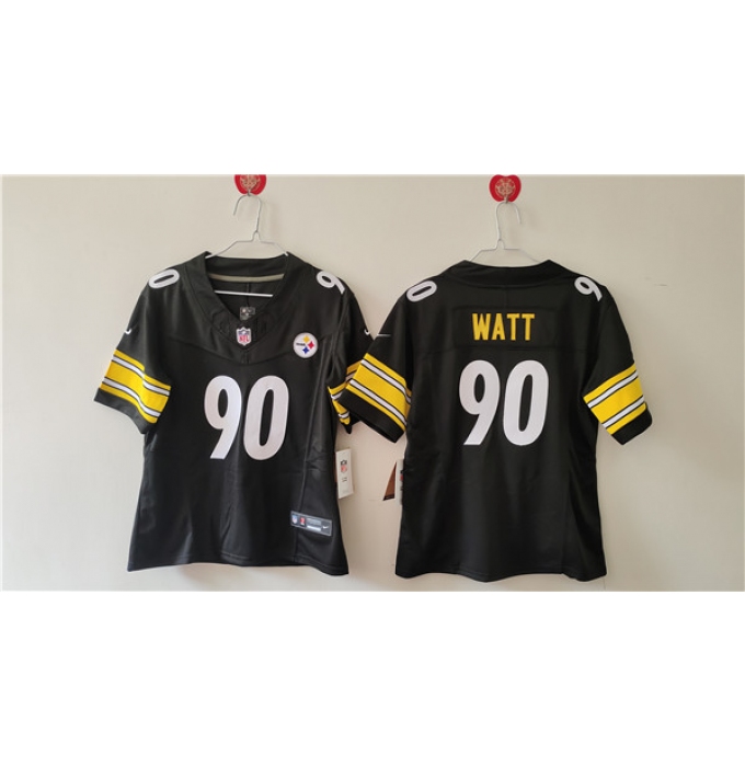 Women's Pittsburgh Steelers #90 T. J. Watt F.U.S.E. Black Vapor Football Stitched Jersey