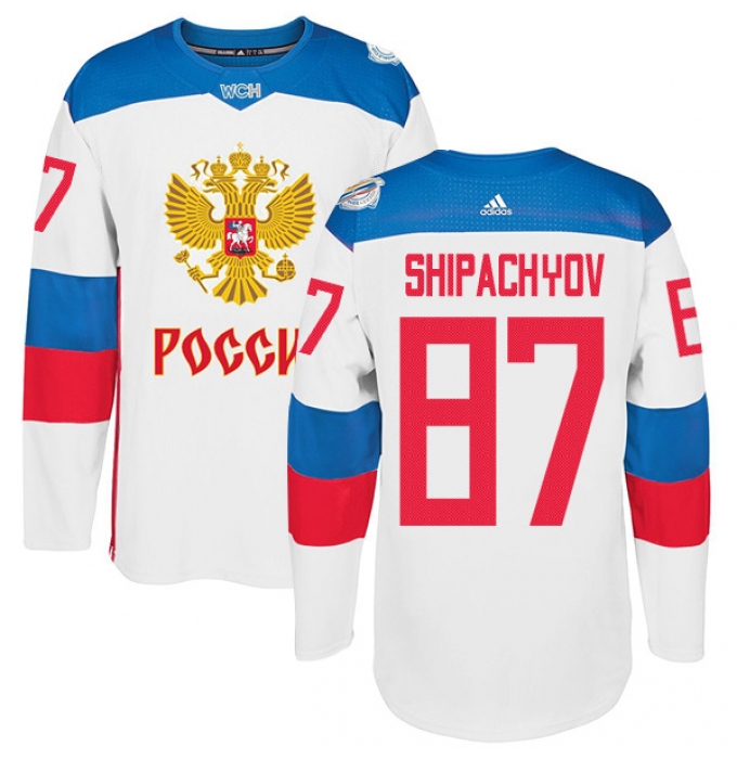 Men's Adidas Team Russia #87 Vadim Shipachyov Premier White Home 2016 World Cup of Hockey Jersey