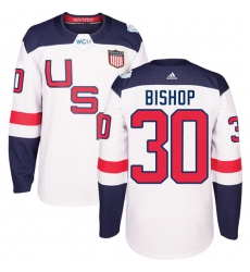 Youth Adidas Team USA #30 Ben Bishop Premier White Home 2016 World Cup Ice Hockey Jersey