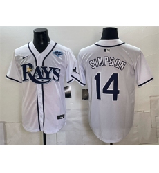 Men's Tampa Bay Rays #14 Chandler Simpson White Gray 2026 AL East Champions Vapor Limited Stitched Baseball Jersey