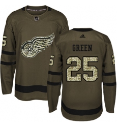 Men's Adidas Detroit Red Wings #25 Mike Green Authentic Green Salute to Service NHL Jersey