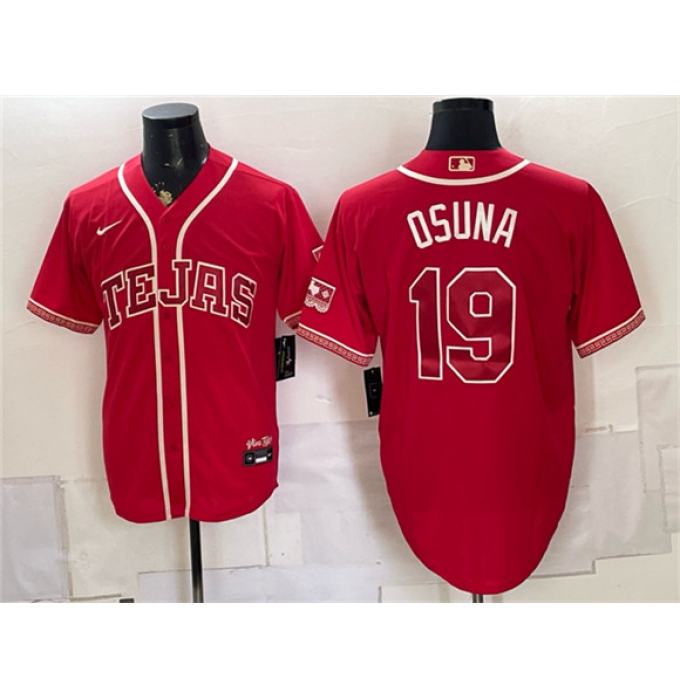 Men's Texas Rangers #19 Alejandro Osuna Red 2026 City Connect Stadium Stitched Baseball Jersey