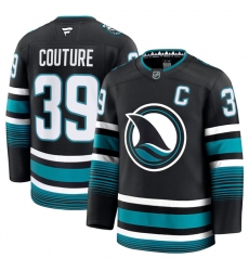 Men's San Jose Sharks #39 Logan Couture Black 2024-25 Alternate Stitched Hockey Jersey