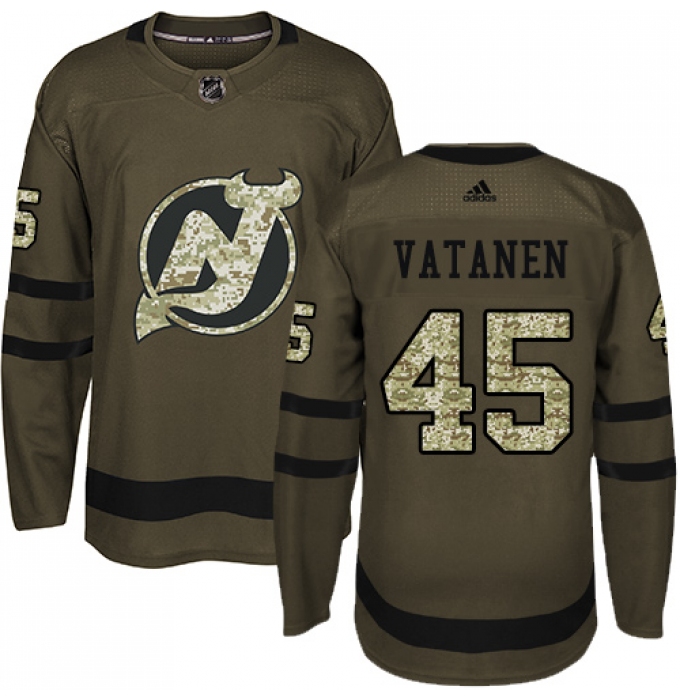 Youth Adidas New Jersey Devils #45 Sami Vatanen Authentic Green Salute to Service NHL Jersey