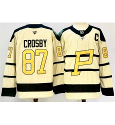 Men's Pittsburgh Penguins #87 Sidney Crosby Cream 2024-25 With C Winter Classic Stitched Hockey Jersey