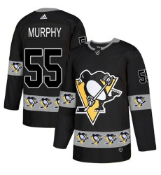 Men's Adidas Pittsburgh Penguins #55 Larry Murphy Authentic Black Team Logo Fashion NHL Jersey
