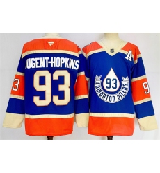 Men's Edmonton Oilers #93 Ryan Nugent-Hopkins Royal 2024-25 With A Heritage Classic Primegreen Stitched Jersey