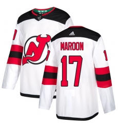 Men's Adidas New Jersey Devils #17 Patrick Maroon Authentic White Away NHL Jersey