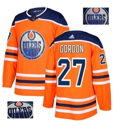 Men's Adidas Edmonton Oilers #27 Boyd Gordon Authentic Orange Fashion Gold NHL Jersey