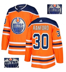 Men's Adidas Edmonton Oilers #30 Bill Ranford Authentic Orange Fashion Gold NHL Jersey