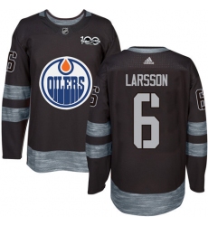 Men's Adidas Edmonton Oilers #6 Adam Larsson Authentic Black 1917-2017 100th Anniversary NHL Jersey