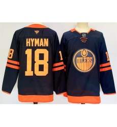 Men's Edmonton Oilers #18 Zach Hyman Navy 2024-25 Stitched Jersey