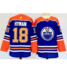 Men's Edmonton Oilers #18 Zach Hyman Royal 2024-25 Stitched Jersey