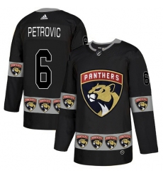 Men's Adidas Florida Panthers #6 Alex Petrovic Authentic Black Team Logo Fashion NHL Jersey