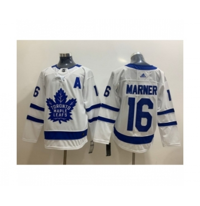 Men's Toronto Maple Leafs #16 Mitchell Marner White With A Patch Adidas Stitched NHL Jersey