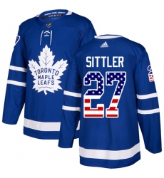 Men's Adidas Toronto Maple Leafs #27 Darryl Sittler Authentic Royal Blue USA Flag Fashion NHL Jersey