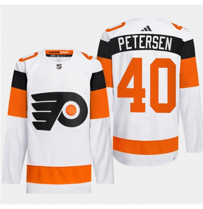 Men's Philadelphia Flyers #40 Cal Petersen White 2024 Stadium Series Stitched Jersey
