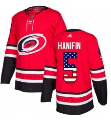 Youth Adidas Carolina Hurricanes #5 Noah Hanifin Authentic Red USA Flag Fashion NHL Jersey
