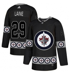 Men's Adidas Winnipeg Jets #29 Patrik Laine Authentic Black Team Logo Fashion NHL Jersey