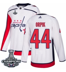 Men's Adidas Washington Capitals #44 Brooks Orpik Authentic White Away 2018 Stanley Cup Final Champions NHL Jersey