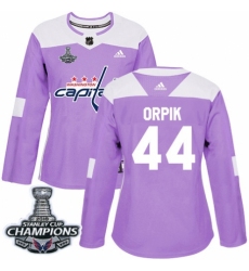 Women's Adidas Washington Capitals #44 Brooks Orpik Authentic Purple Fights Cancer Practice 2018 Stanley Cup Final Champions NHL Jersey