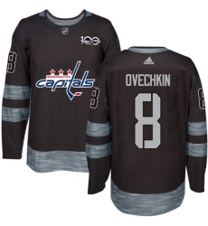 Men's Adidas Washington Capitals #8 Alex Ovechkin Premier Black 1917-2017 100th Anniversary NHL Jersey