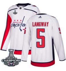 Men's Adidas Washington Capitals #5 Rod Langway Authentic White Away 2018 Stanley Cup Final Champions NHL Jersey