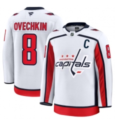 Men's Washington Capitals #8 Alexander Ovechkin White 2024-25 Away Stitched Hockey Jersey