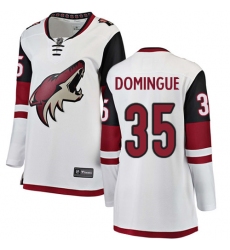 Women's Arizona Coyotes #35 Louis Domingue Authentic White Away Fanatics Branded Breakaway NHL Jersey
