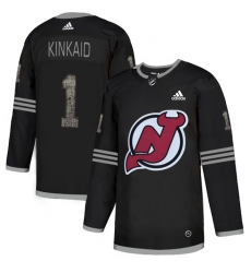 Men's Adidas New Jersey Devils #1 Keith Kinkaid Black Authentic Classic Stitched NHL Jersey