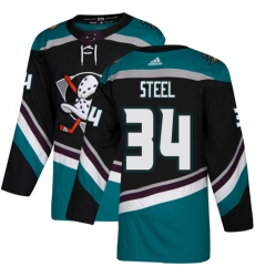 Youth Adidas Anaheim Ducks #34 Sam Steel Authentic Black Teal Third NHL Jersey