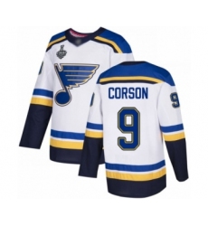 Youth St. Louis Blues #9 Shayne Corson Authentic White Away 2019 Stanley Cup Final Bound Hockey Jersey