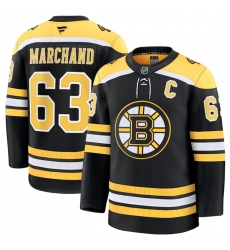 Men's Boston Bruins #63 Brad Marchand Black 2024-25 Home Stitched Hockey Jersey