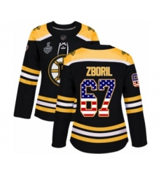 Women's Boston Bruins #67 Jakub Zboril Authentic Black USA Flag Fashion 2019 Stanley Cup Final Bound Hockey Jersey