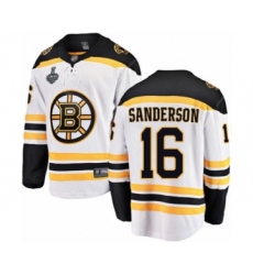 Men's Boston Bruins #16 Derek Sanderson Authentic White Away Fanatics Branded Breakaway 2019 Stanley Cup Final Bound Hockey Jersey