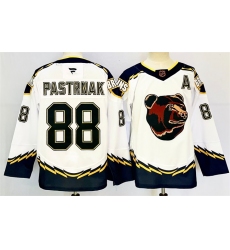 Men's Boston Bruins #88 David Pastrnak White 2024-25 With A Reverse Retro Home Stitched Hockey Jersey