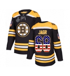 Men's Boston Bruins #68 Jaromir Jagr Authentic Black USA Flag Fashion 2019 Stanley Cup Final Bound Hockey Jersey