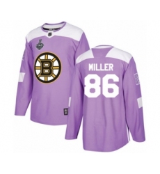 Men's Boston Bruins #86 Kevan Miller Authentic Purple Fights Cancer Practice 2019 Stanley Cup Final Bound Hockey Jersey