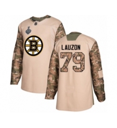 Men's Boston Bruins #79 Jeremy Lauzon Authentic Camo Veterans Day Practice 2019 Stanley Cup Final Bound Hockey Jersey
