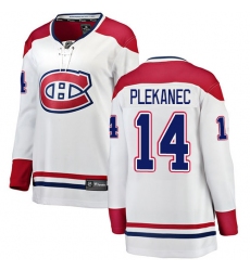 Women's Montreal Canadiens #14 Tomas Plekanec Authentic White Away Fanatics Branded Breakaway NHL Jersey