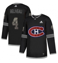 Men's Adidas Montreal Canadiens #4 Jean Beliveau Black Authentic Classic Stitched NHL Jersey