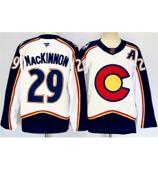 Men's Colorado Avalanche #29 Nathan MacKinnon White Alternate With A Reverse Retro Stitched Jersey