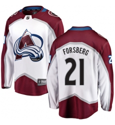 Men's Colorado Avalanche #21 Peter Forsberg Fanatics Branded White Away Breakaway NHL Jersey