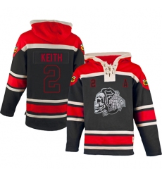 Men's Old Time Hockey Chicago Blackhawks #2 Duncan Keith Premier Black Sawyer Hooded Sweatshirt NHL Jersey