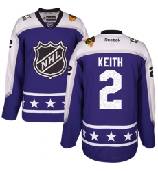 Women's Reebok Chicago Blackhawks #2 Duncan Keith Premier Purple Central Division 2017 All-Star NHL Jersey