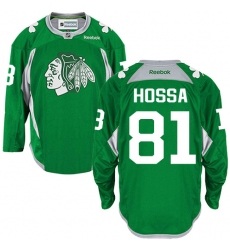 Men's Reebok Chicago Blackhawks #81 Marian Hossa Premier Green Practice NHL Jersey