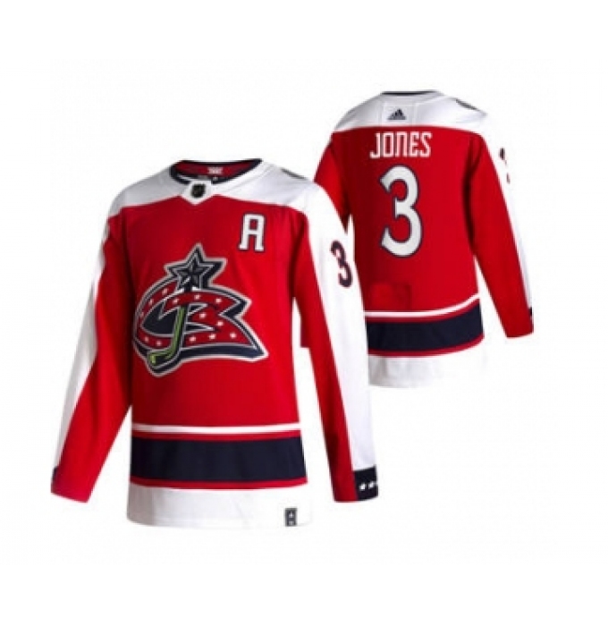 Men's Columbus Blue Jackets #3 Seth Jones Red 2020-21 Reverse Retro Alternate Hockey Jersey