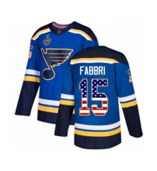 Youth St. Louis Blues #15 Robby Fabbri Authentic Blue USA Flag Fashion 2019 Stanley Cup Final Bound Hockey Jersey