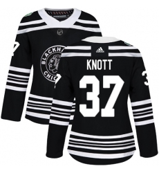 Women's Adidas Chicago Blackhawks #37 Graham Knott Authentic Black 2019 Winter Classic NHL Jersey